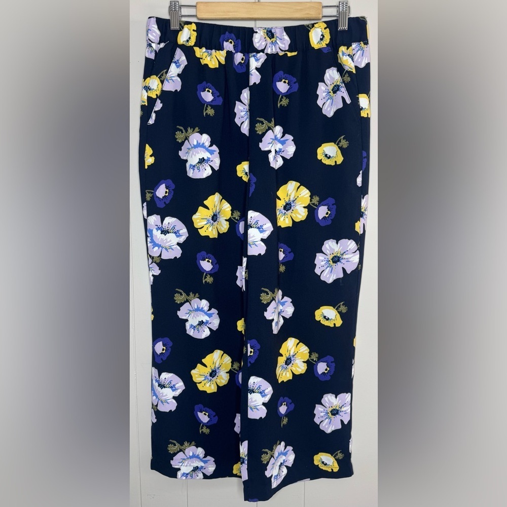 LOFT Floral Wide-Leg Pull On Casual Pants Womens Size Medium Petite